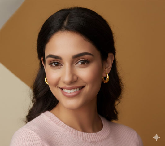 18k Gold Plated Spiral Luxe Hoops Anti Tarnish Earrings