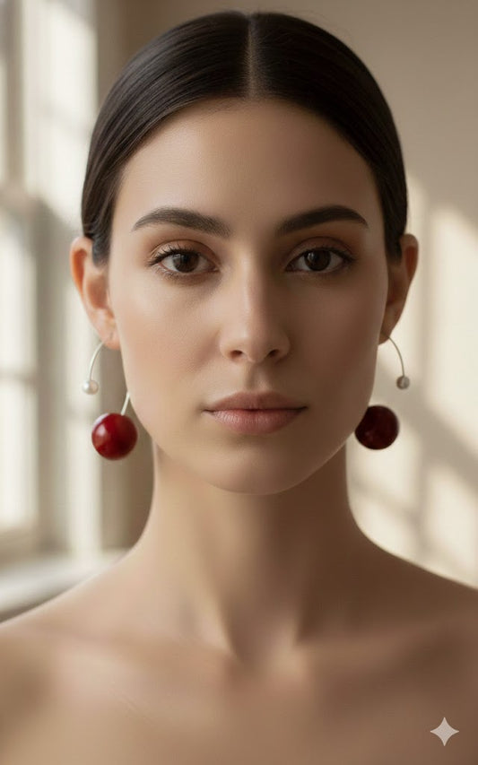 Elite Pearl Red Cherry Earring