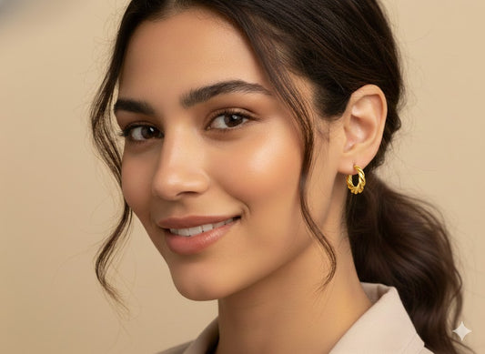 18k Gold Plated Croissant Hoop Earring