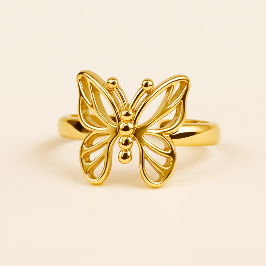 18k Gold Plated Butterfly Bliss Ring