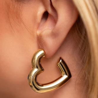 Blissful Heart Golden Hoops Earring