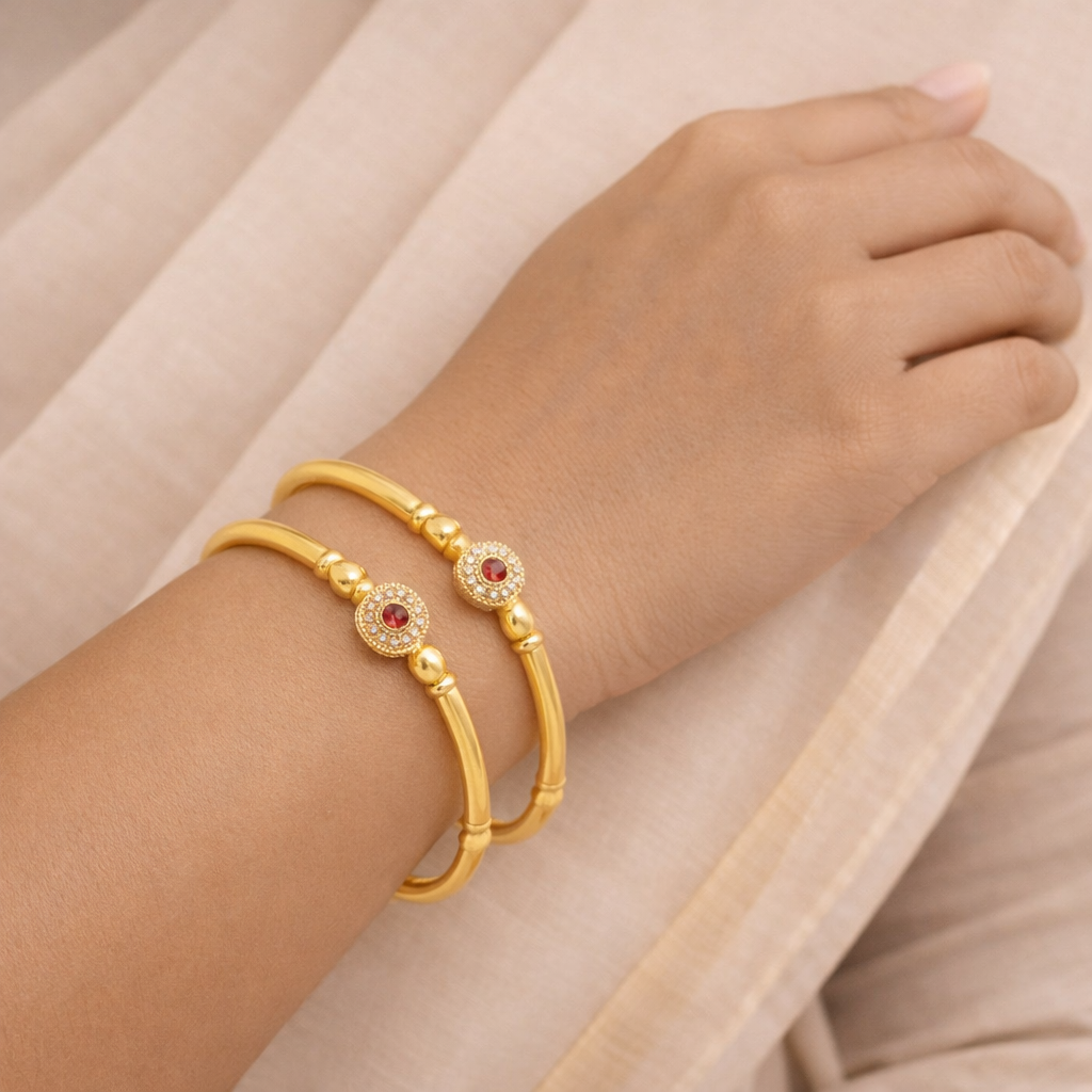 18k Scarlet Spark Anti Tarnish Bangles ( Size2.4, 2.6 ,2.8 )