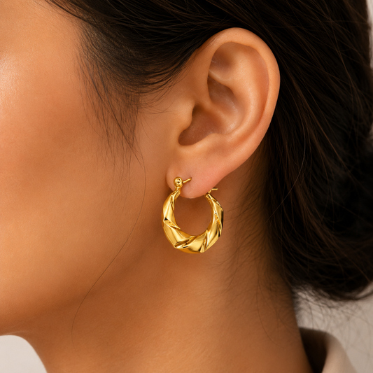18K Gold Plated Twisted Aura Hoop Earrings