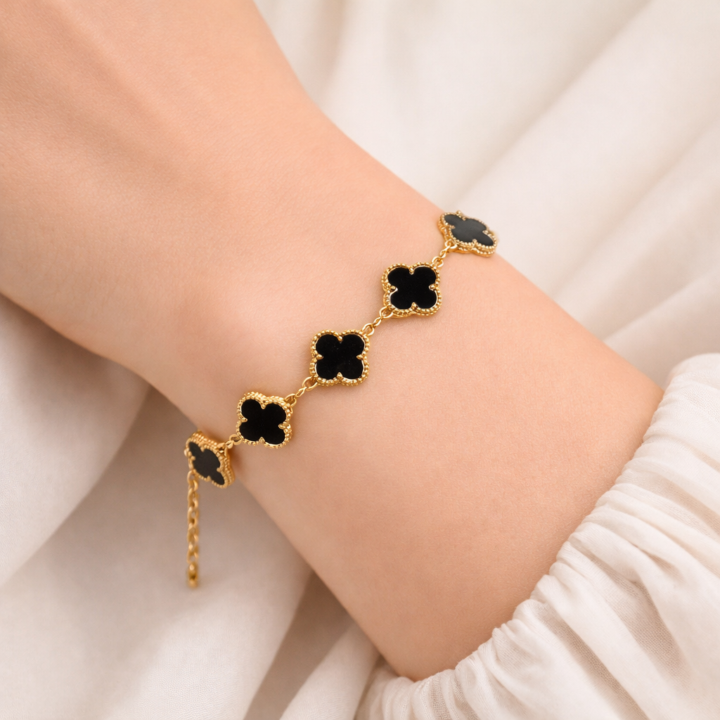 Rs. 149 Anti Tarnish Black Clover Flower Bracelet