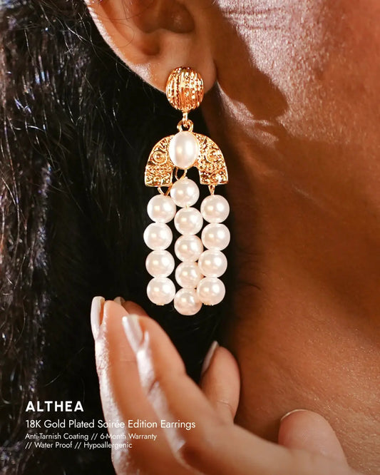 Althea 18 K Gold Plated Soirée Earrings