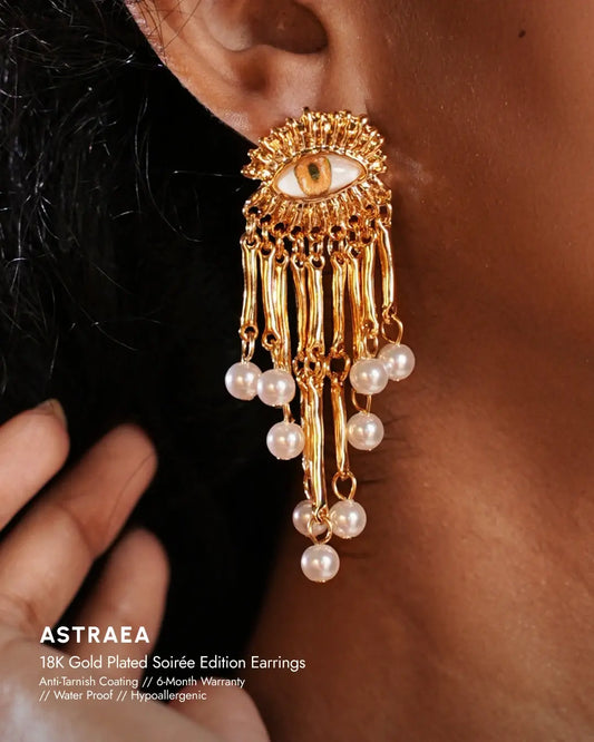 Astraea 18 K Gold Plated Soirée Earrings