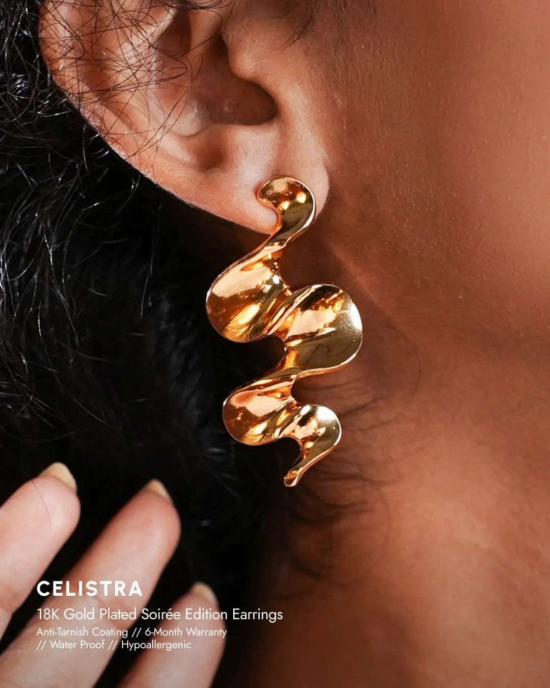 Celistra 18 K Gold Plated Soirée Earrings