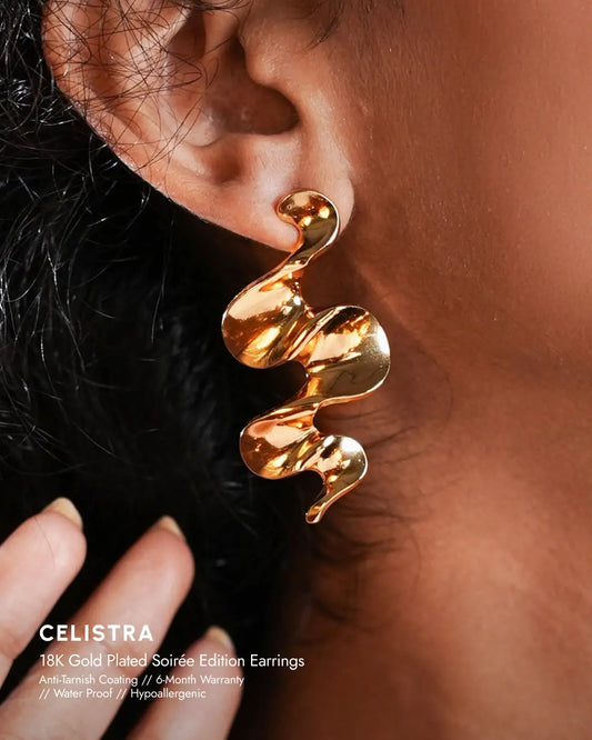 Celistra 18 K Gold Plated Soirée Earrings