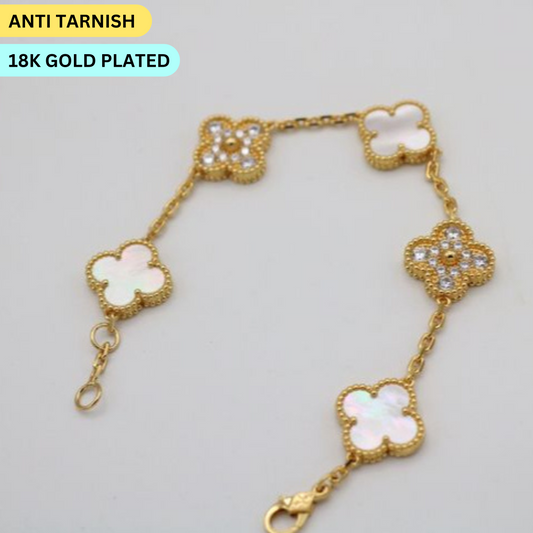 Anti Tarnish Dual Shade Flower Bracelet