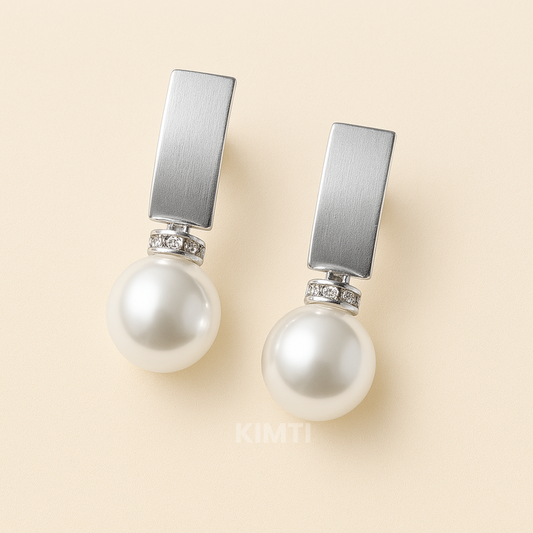 Modern Elegance Pearl Drop Earrings