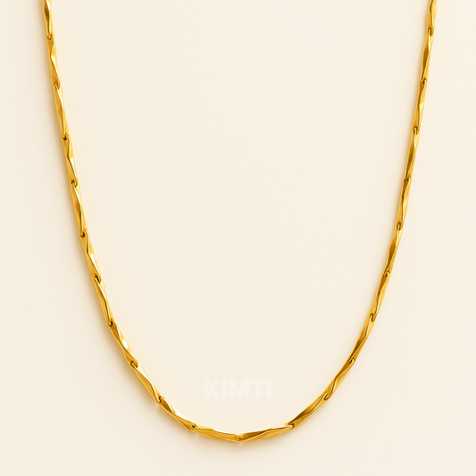 Men-18k Gold Plated Anti Tarnish Cuboids Link Chain