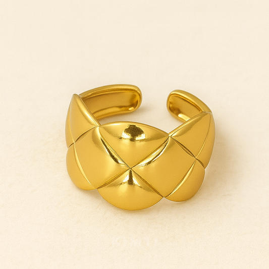 18K Gold Plated Designer Pyramid Dome Ring