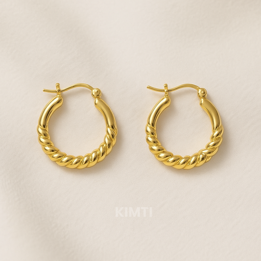 18k Gold Plated Anti Tarnish Designer Hoop Earring