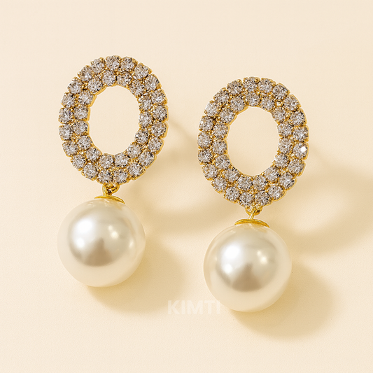 Divine Pearl Halo Hoops Earring