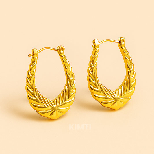 18k Gold Plated Wreath Hoops Earring