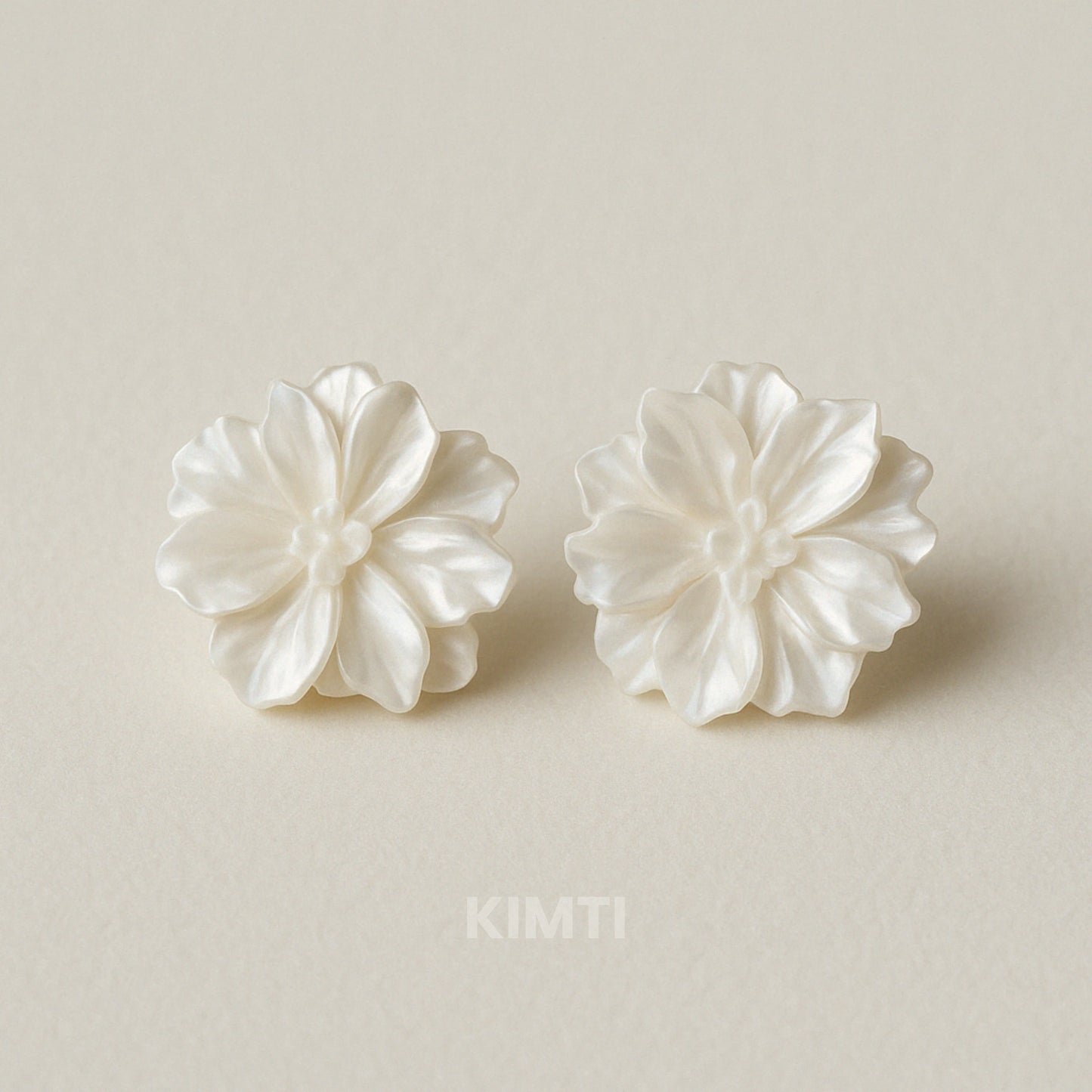 White Flower Stud Earrings