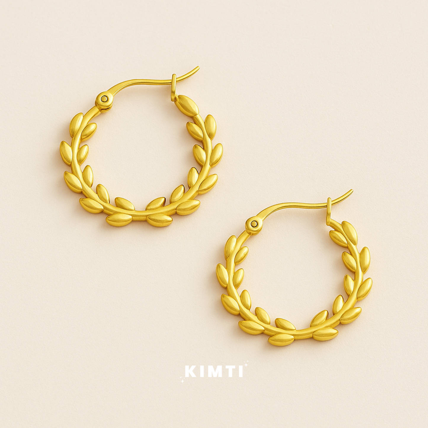 18k Gold Plated Oliver Leaf Anti Tarnish Hoop Earring