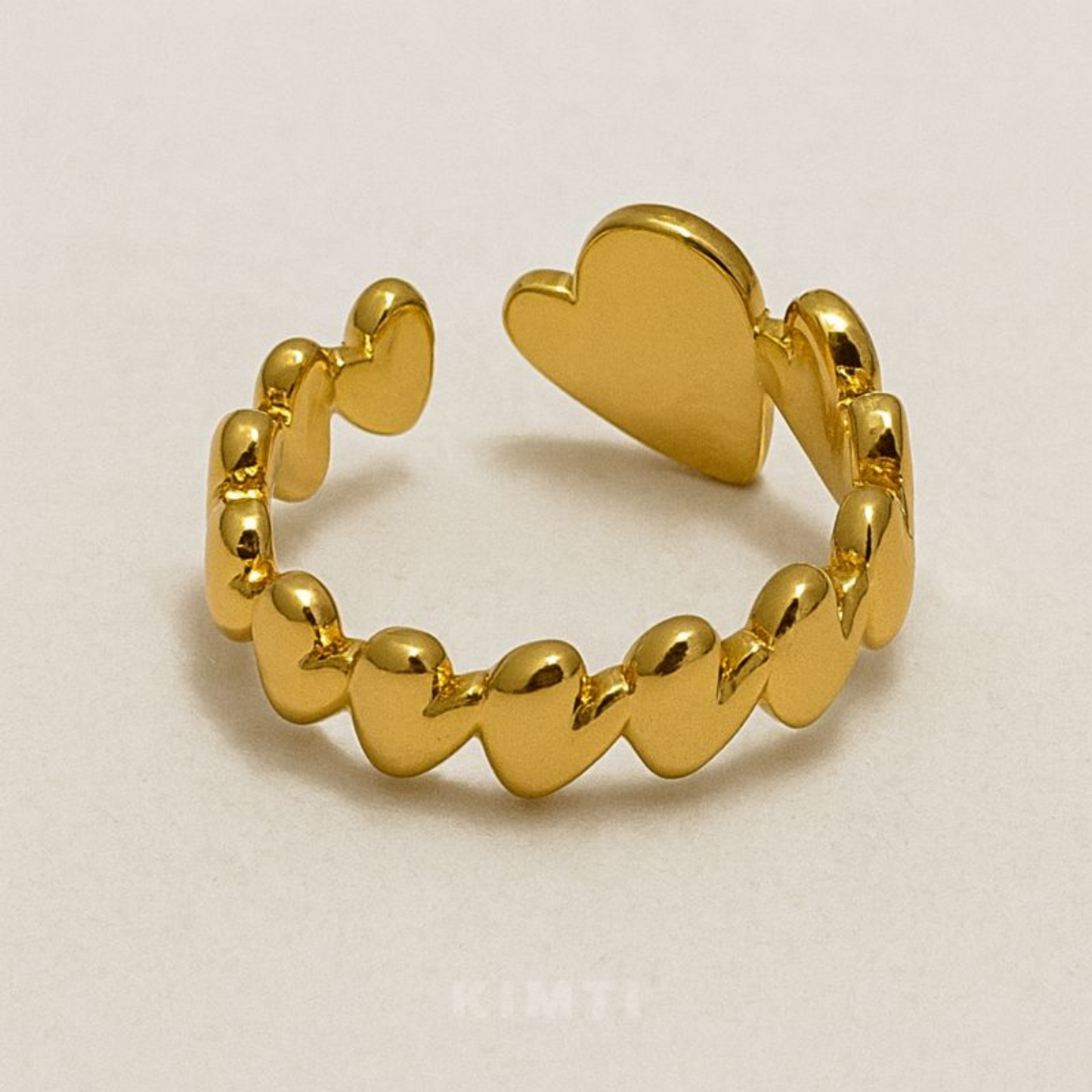 18K Gold Plated Minimal Heart Chain Ring