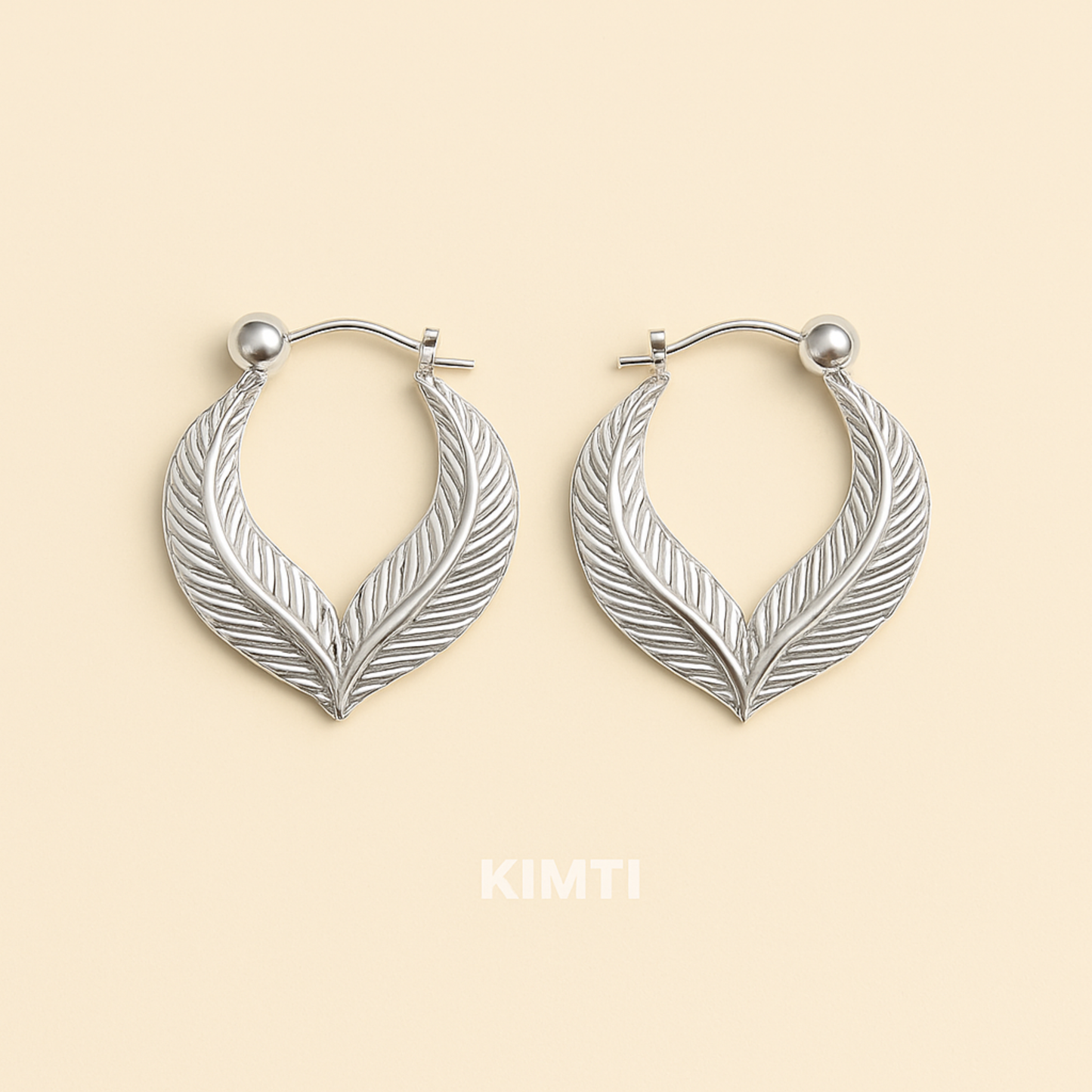 Anti-Tarnish Leaf Curve Silver Hoop Earrings