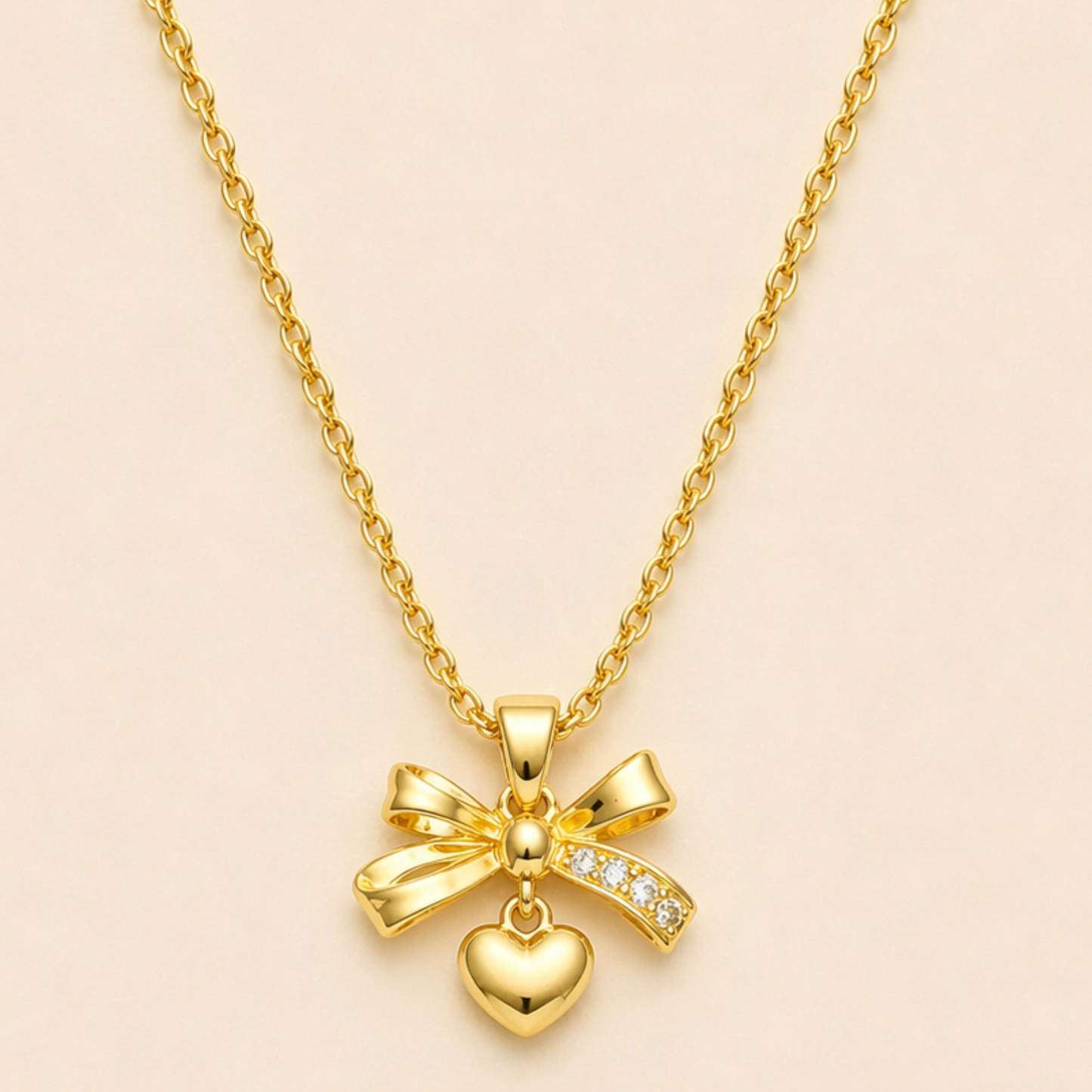 18K Gold Plated Bow & Heart Bliss Necklace