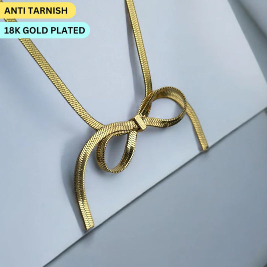 Anti Tarnish Bow Necklace