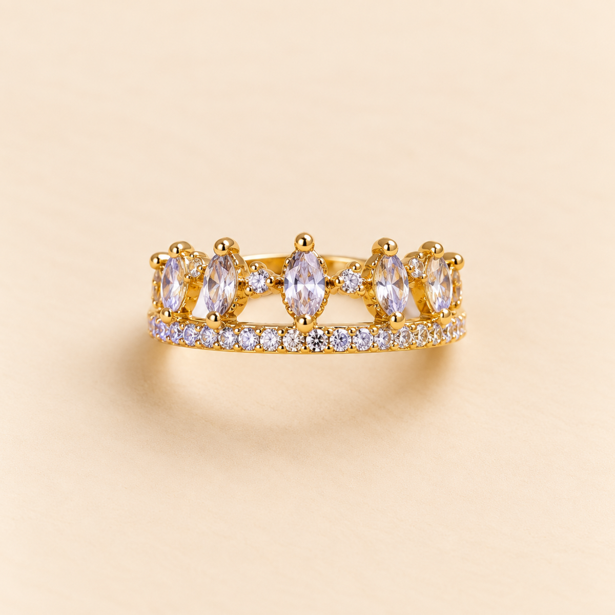 Elegant Zircon Royal Crown Ring