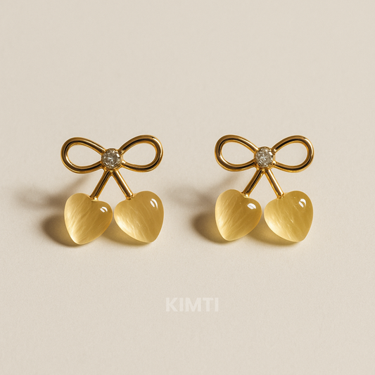 Golden Heart Gemstone Earring