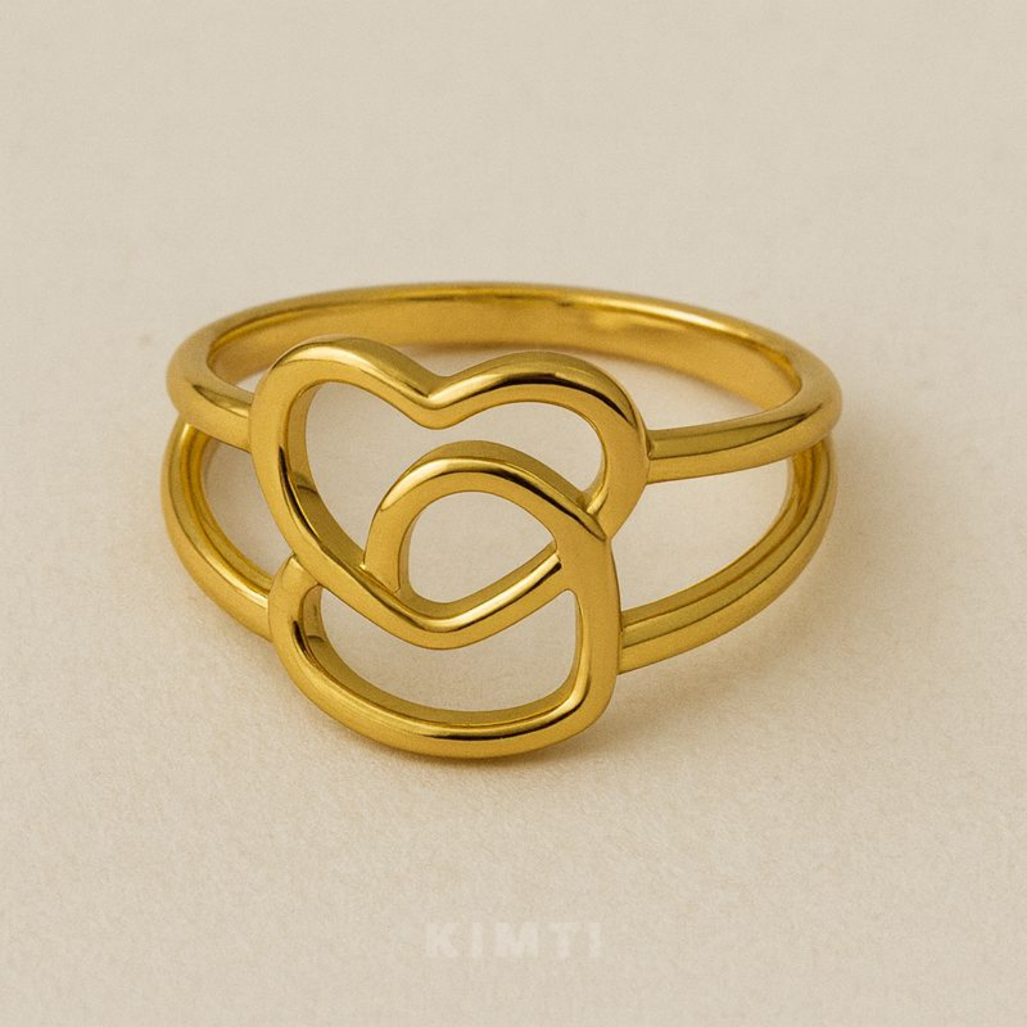 18K Gold Plated Interlocked Heart Ring