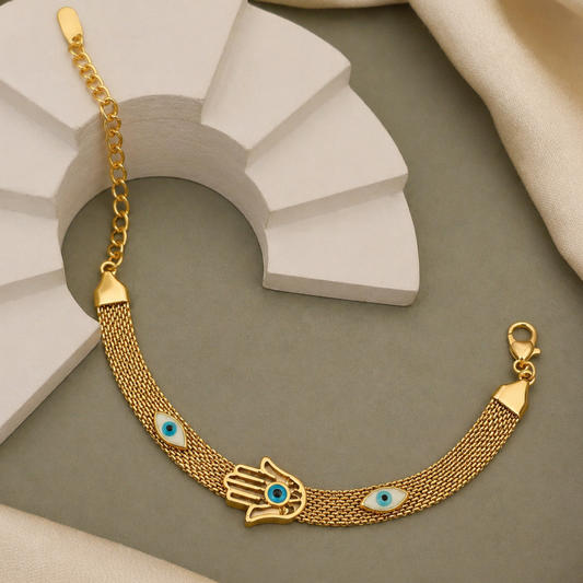 18K Gold Plated Hamsa Guardian Evil Eye Bracelet
