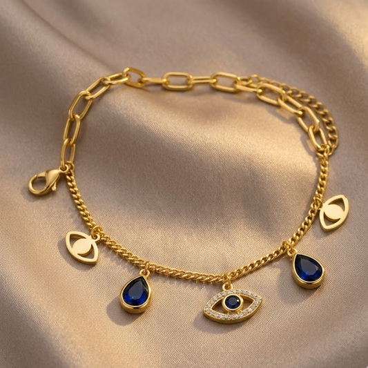 18K Gold Plated Mystic Eye Charm Bracelet