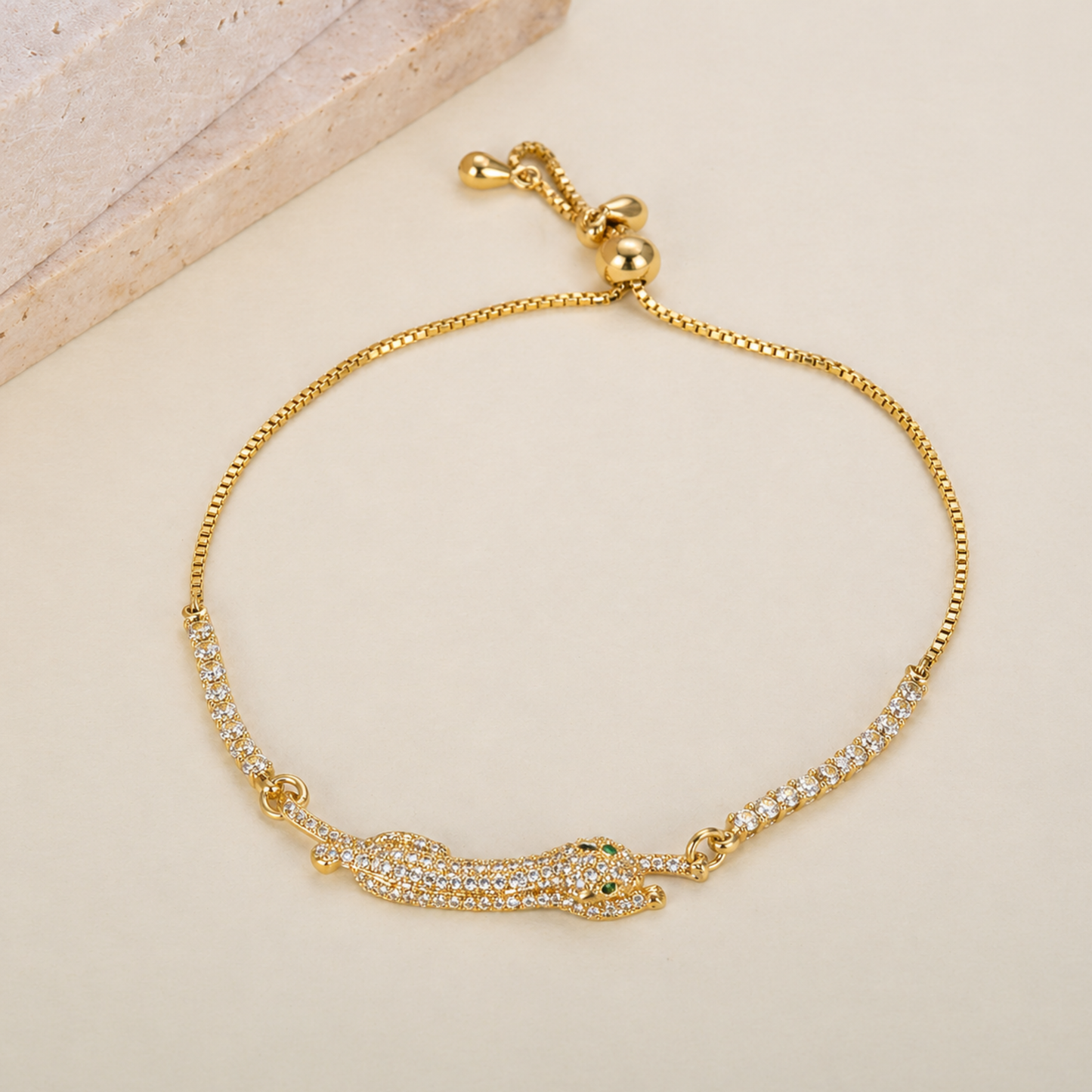 18K Gold Plated Luxe Snake Crystal Bracelet