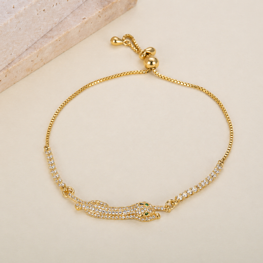 18K Gold Plated Luxe Snake Crystal Bracelet