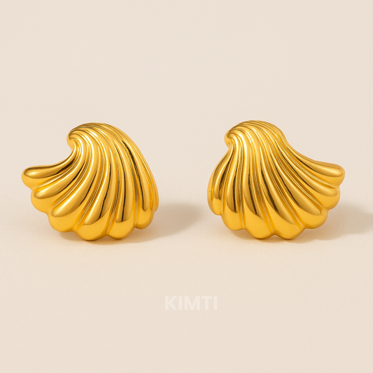 18K Gold Plated Shell Wings Stud Earrings