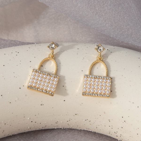 White Pearl Clutch Earrings