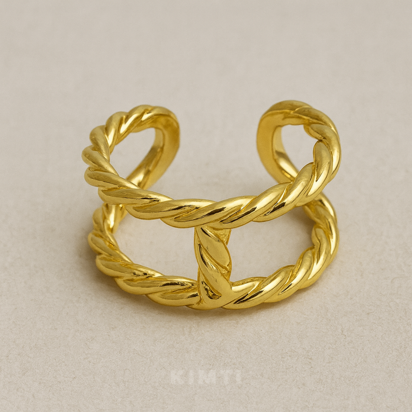 18K Gold Plated Intertwined Rope Ring