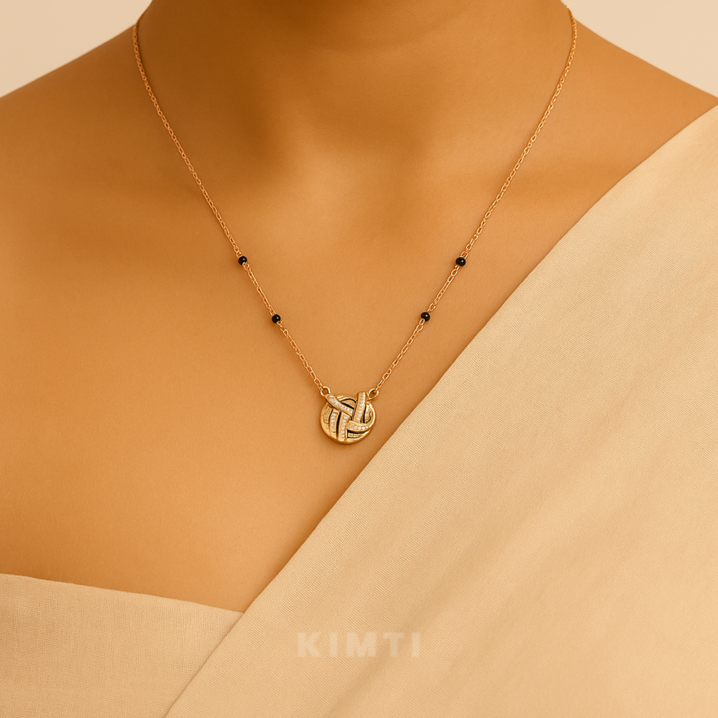Modern Interlock 18K Gold Plated Mangalsutra Pendant