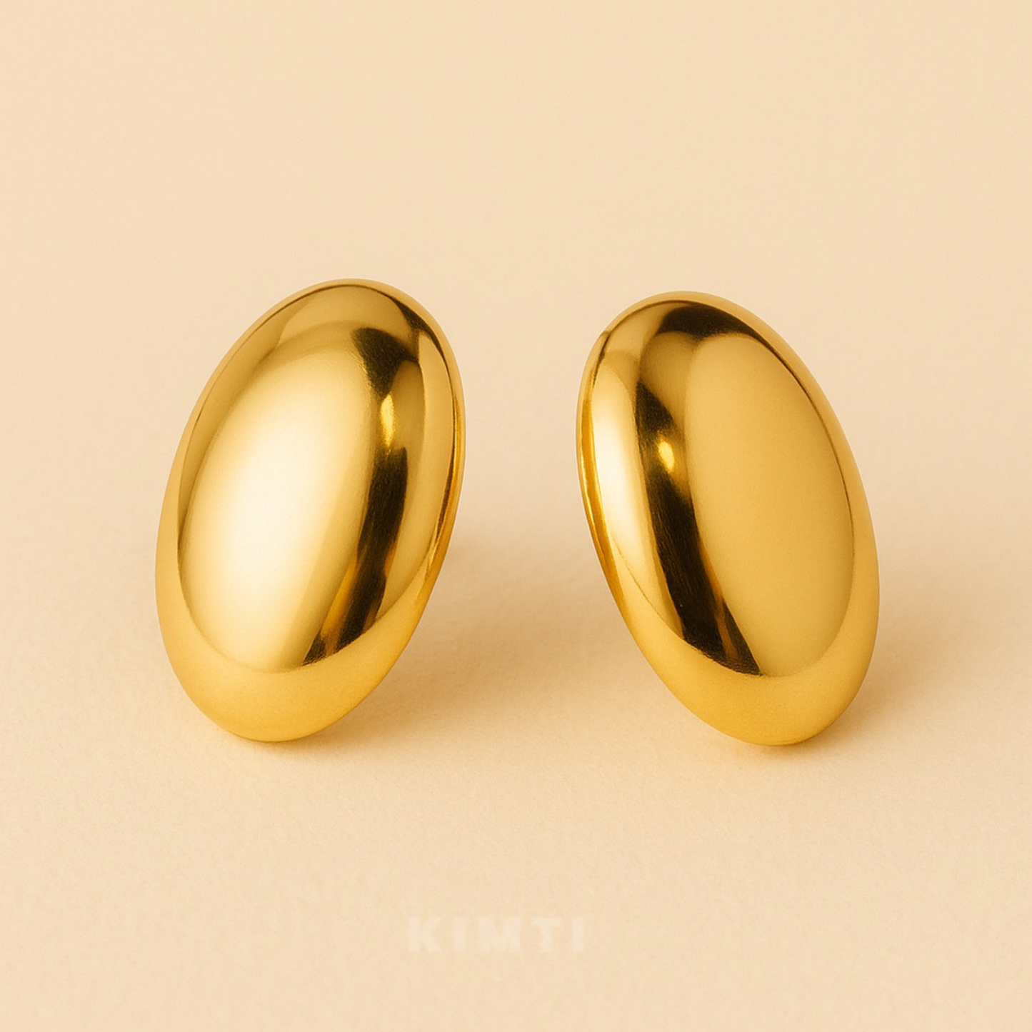 18K Gold Plated Classic Oval Shine Earrings