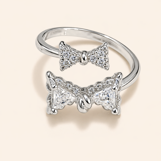 Bow Open Crystal Ring