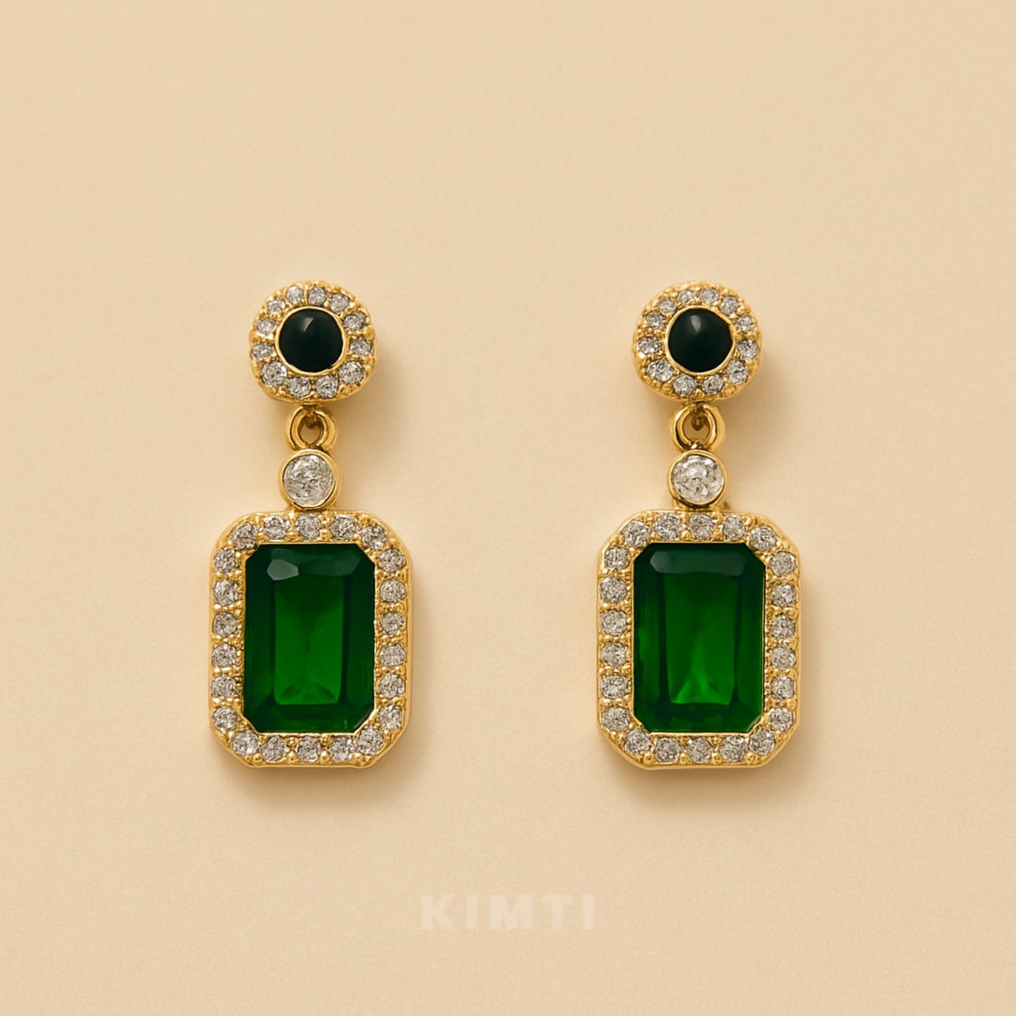 Regal Greenstone Gold Earrings