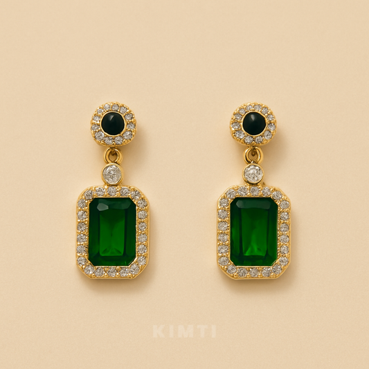 Regal Greenstone Gold Earrings