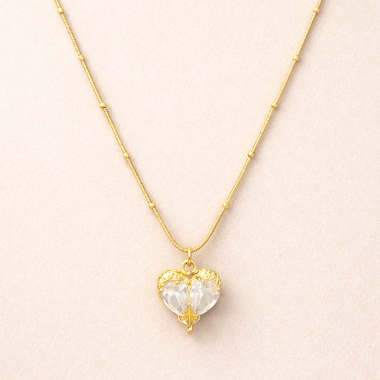 18k Gold Plated Heart Stone Necklace