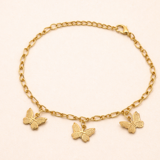 Gold Butterfly Charm Bracelet for Women