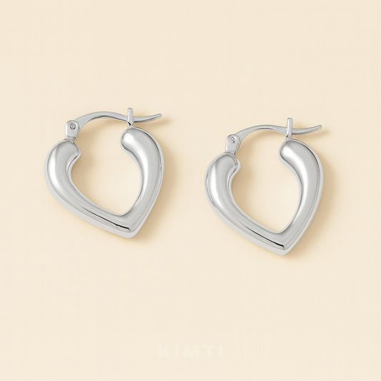Anti-Tarnish Valentine Heart Silver Earrings