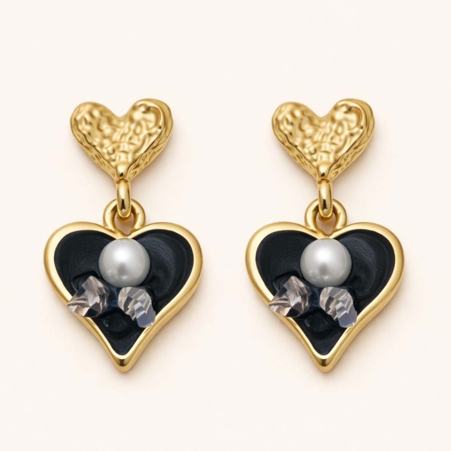 18K Gold Plated Aurora Noir Heart Earring