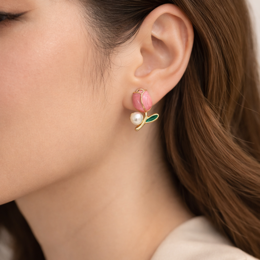 Tulip Flower Stud Earrings