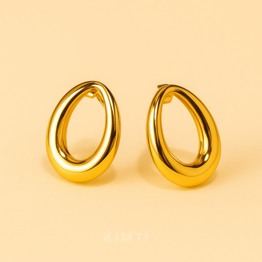 18K Gold Plated Liquid Drop Hoops