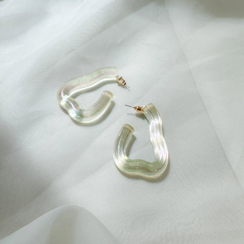 Seducer's Playbook Clear White Hoops Earring