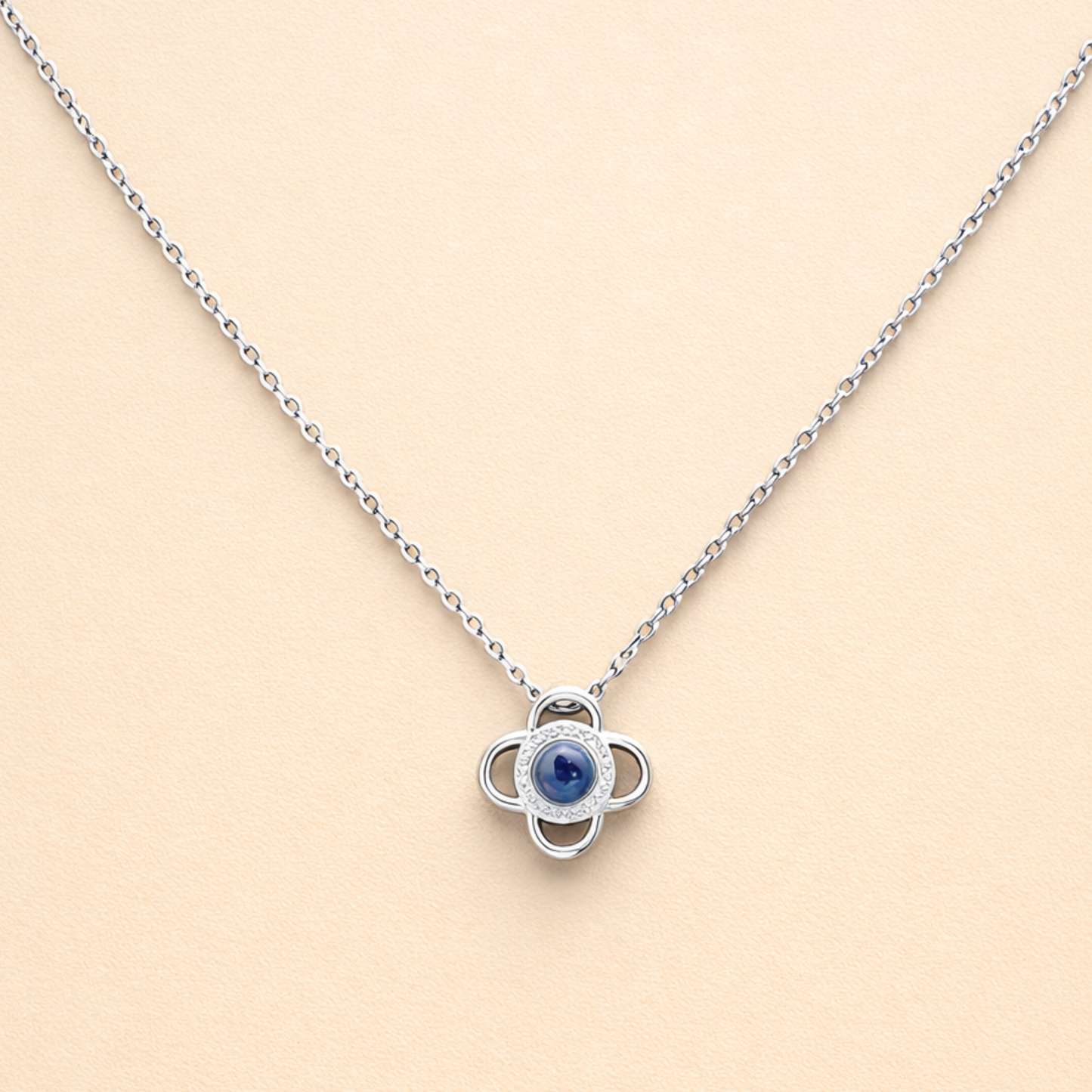 Floral Crystal Stone Silver Necklace