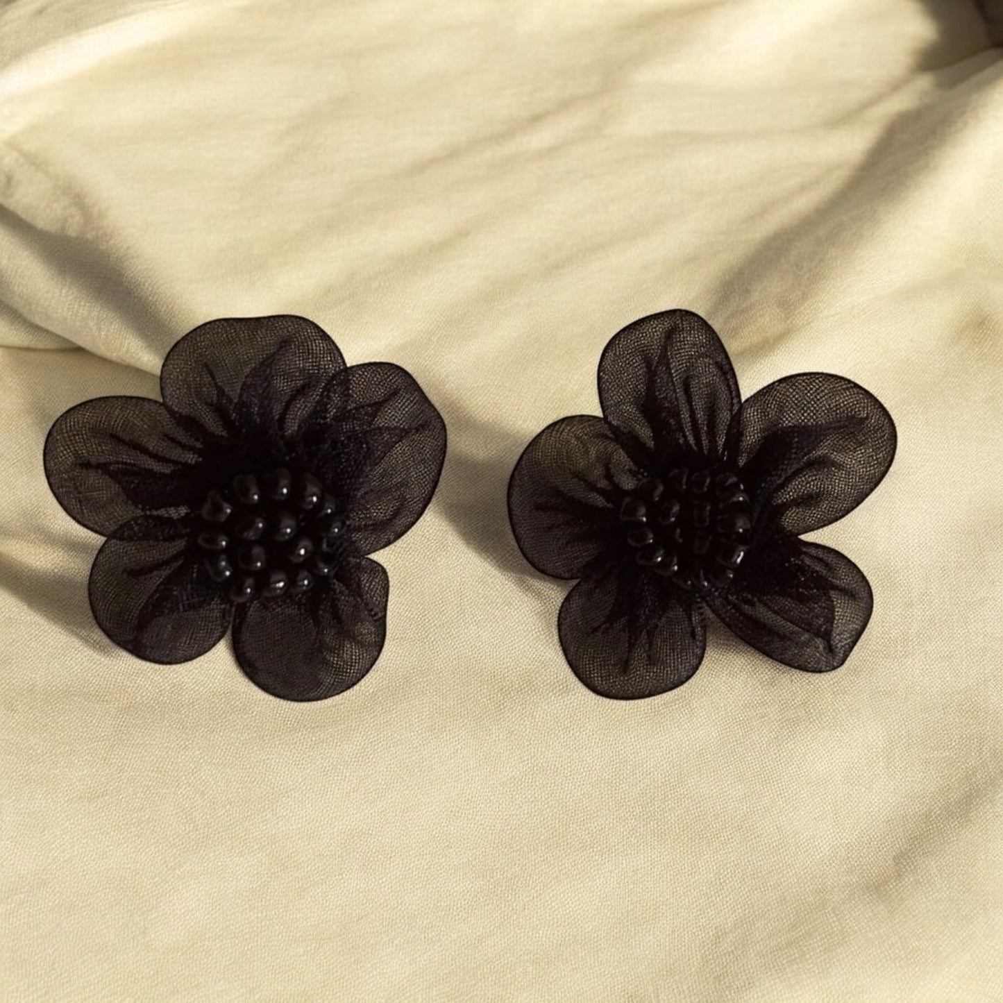 Black Flower Stud Earring