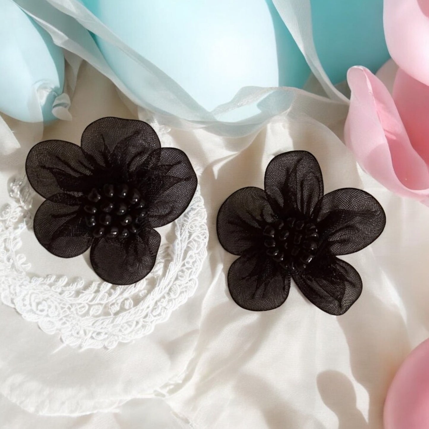 Black Flower Stud Earring